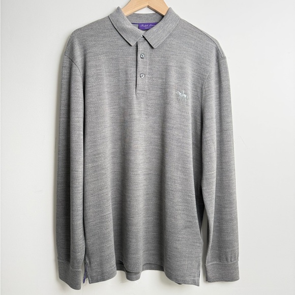 Ralph Lauren Purple Label Wool Polo Shirt Luxury Knit Long Sleeve M